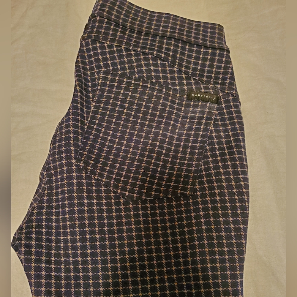Sanctuary Blue Cream Plaid Leggings